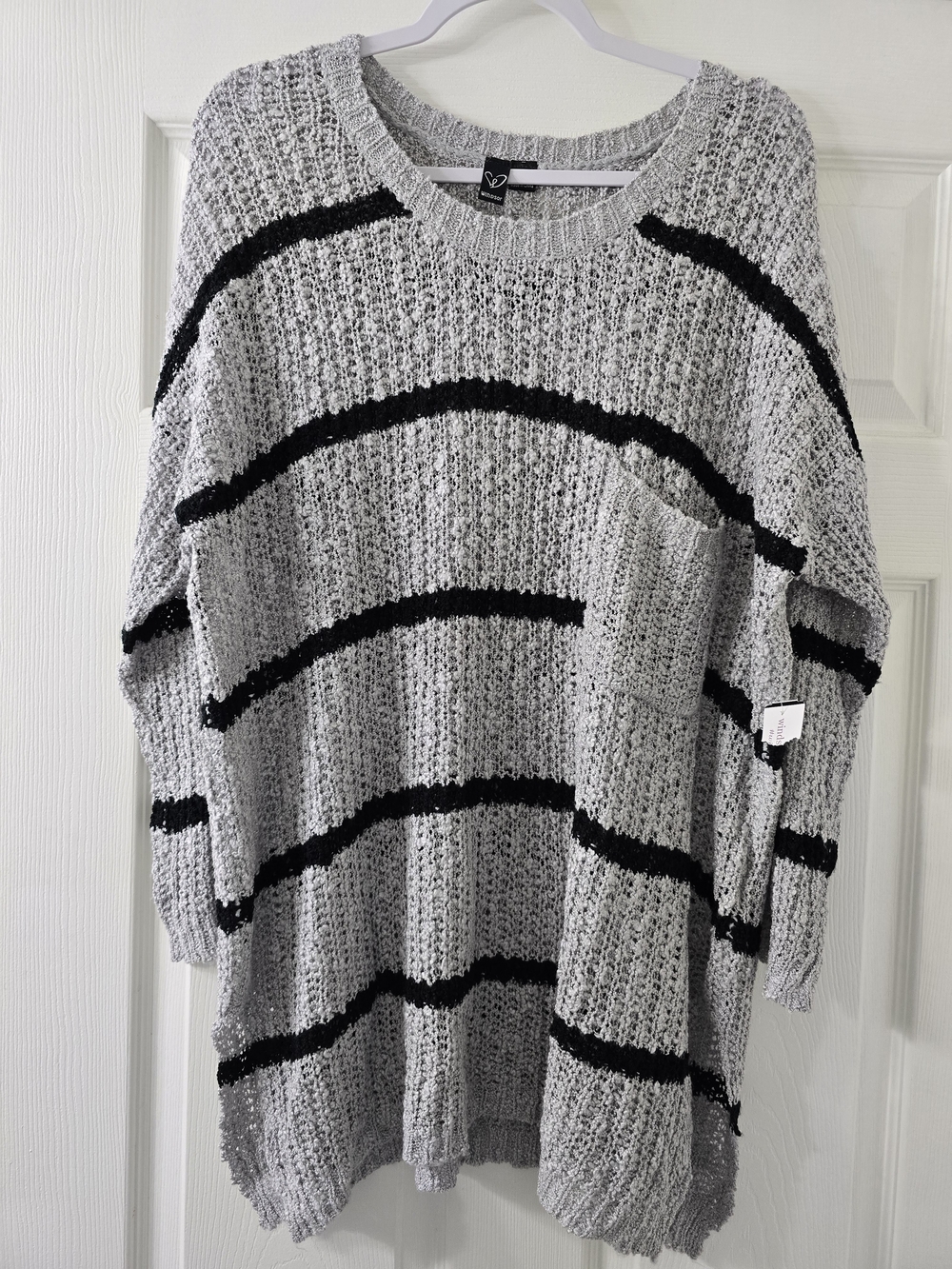 NWT Windsor Oversized Striped Open-Knit Tunic Sweater - Large